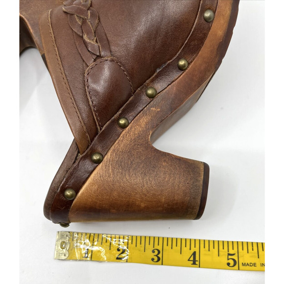 Ugg Women Kaylee Braided Leather Mules Clogs US 7 Heels Brown Studded Boho - Picture 6 of 8
